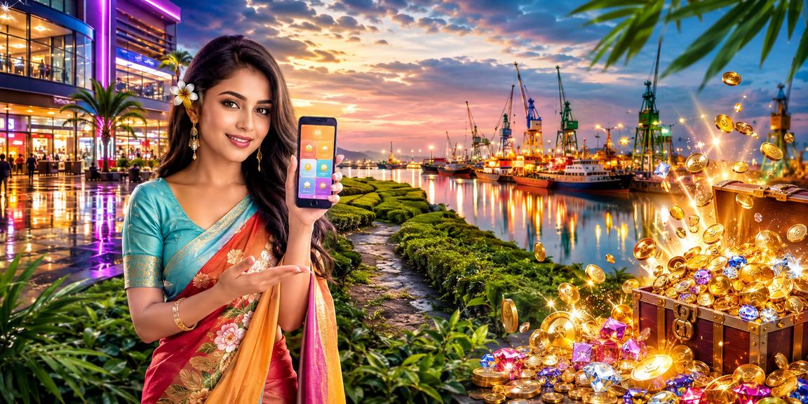 A member in Khulna viewing VIP promotions on a casino app at a tea garden